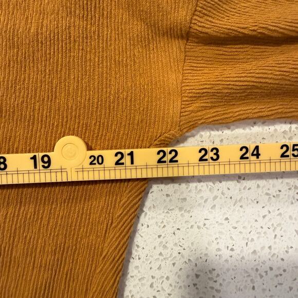 Madewell Texture Thread Seamed Henley Gold Burnt Orange Small Long Sleeve Fall - Picture 8 of 10